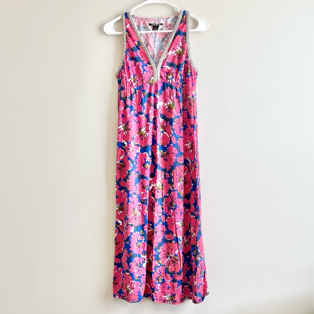 Lucky Brand Floral Print V-Neck Sleeveless Maxi Dress